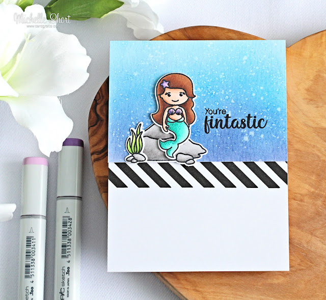 Sunny Studio Stamps: Background Basics Magical Mermaids Card by Michelle Short