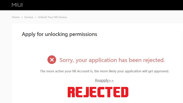 Unlock bootloader rejected Mi Unlock Tool