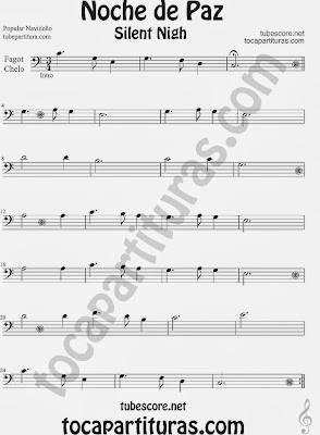 Partitura de NOCHE DE PAZ para Violonchelo y Fagot Villancico Christmas Song SILENT NIGH Sheet Music for Cello and Bassoon Music Scores