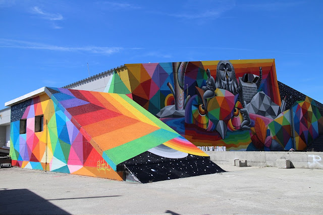 Okuda recently spent few days in Swiss alps, working on this fantastic new piece for the first edition of the unique Vision Art Festival. Being one of the first artist to round up his work, we're happy to share the photos of this beauty in its full glory.