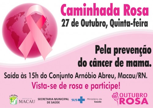 Outubro Rosa: Caminhada vai alertar para o câncer de mama