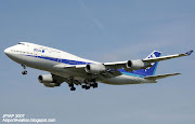 ANA Boeing 747400 (JA8097) landing at London Heathrow Airport. (ana boeing ja landing at london heathrow airport)