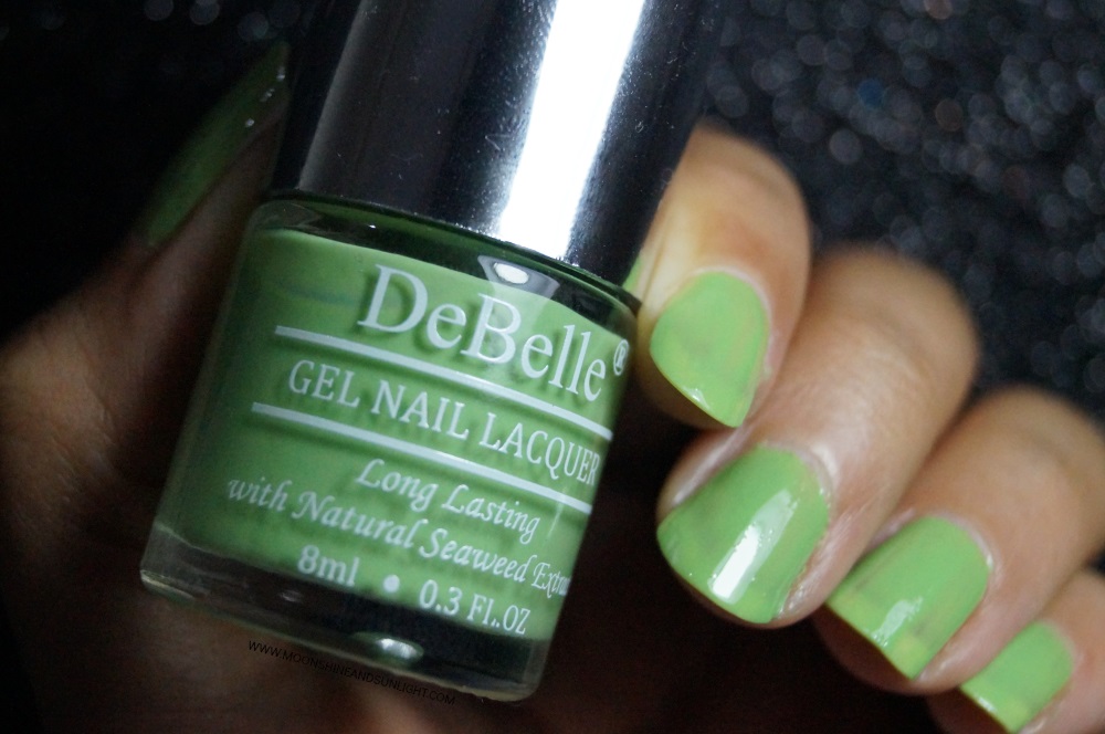 DeBelle Cosmetics Nail Polish | Review & Swatch , Indian Nail art blogger , Mystique Green