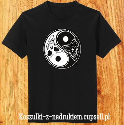 koszulka ying yang z czaszkami