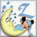 Alfabeto de Mickey Bebé durmiendo en la luna Z.