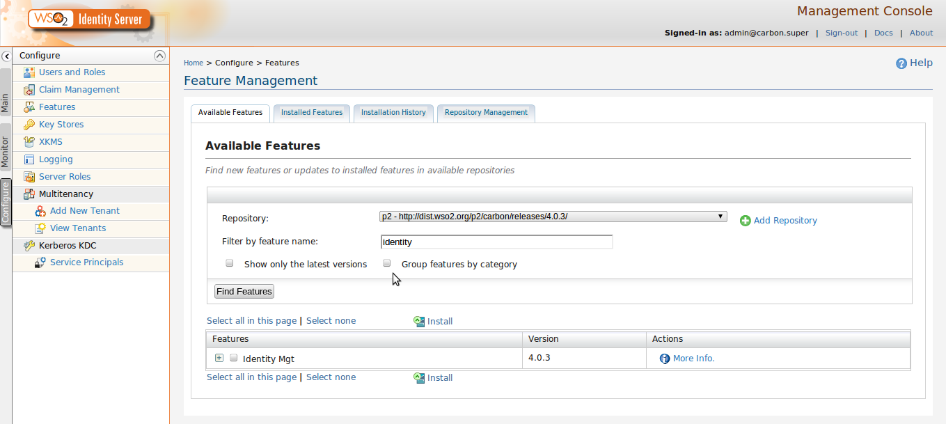 SOA Security Identity management feature with WSO2 Identity Server