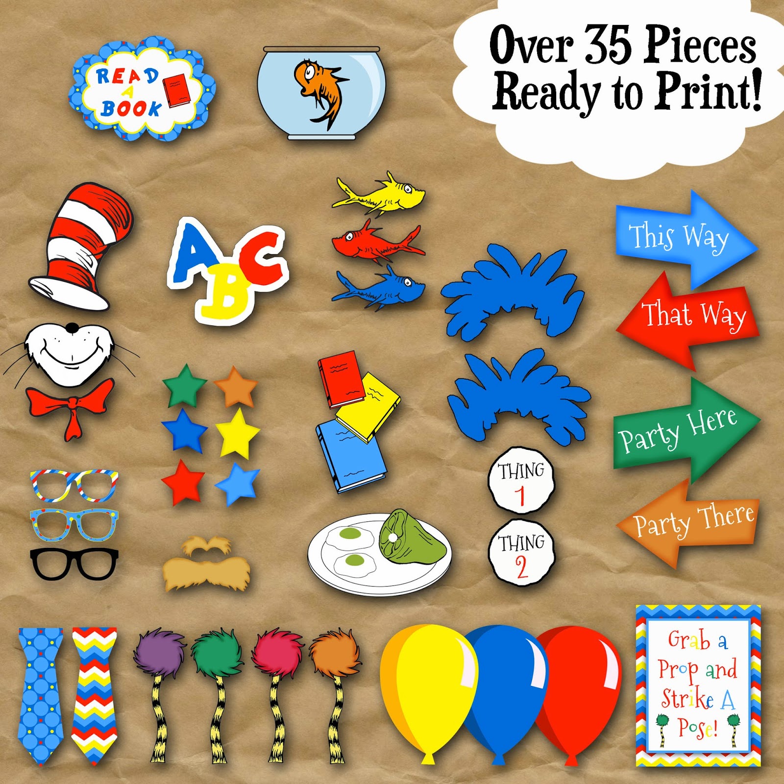 Old Market Corner Dr Seuss Photo Booth Printable Props Old Market Corner Dr Seuss Photo Booth Printable Props
