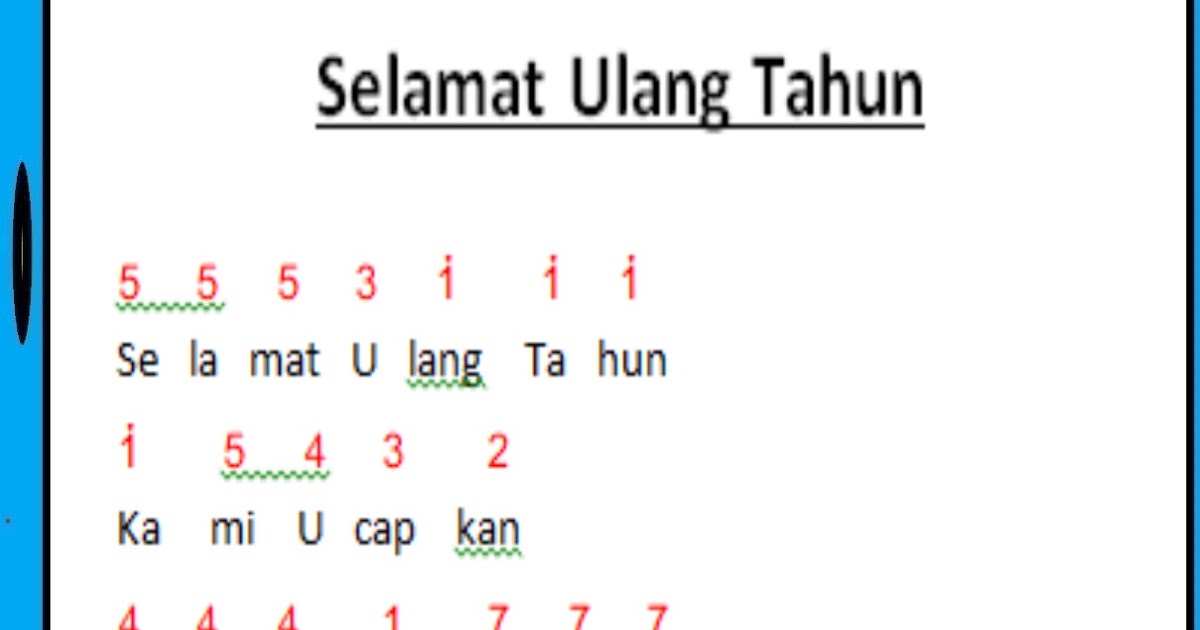 Not Angka Lagu Selamat Ulang Tahun