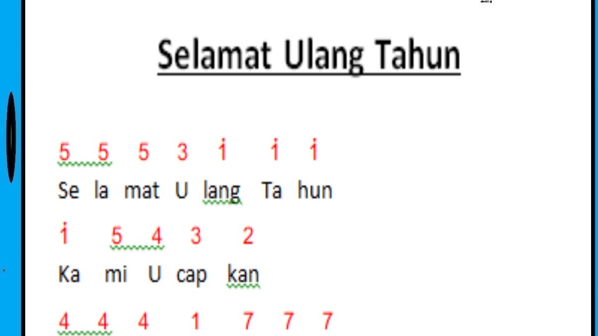 Chord Piano Lagu Selamat Ulang Tahun