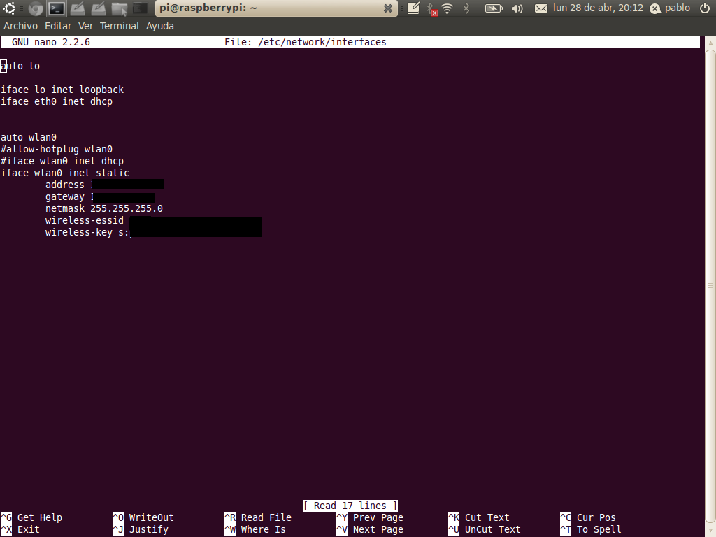 return 0 2 Raspberry PI Configuracion Interfaces de red ETH y WIFI