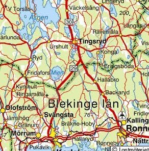 Karta över Blekinge Regione | Karta över Sverige, Geografisk, Fysisk