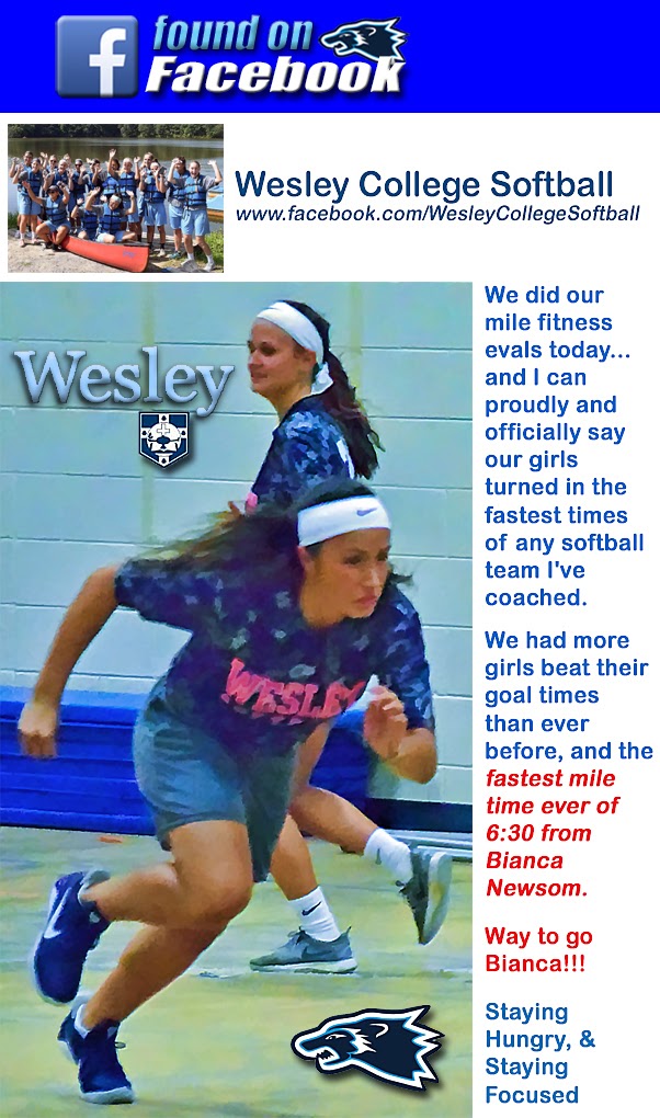 Wesley Wolverines Fastpitch Softball FASTEST MILE TIME