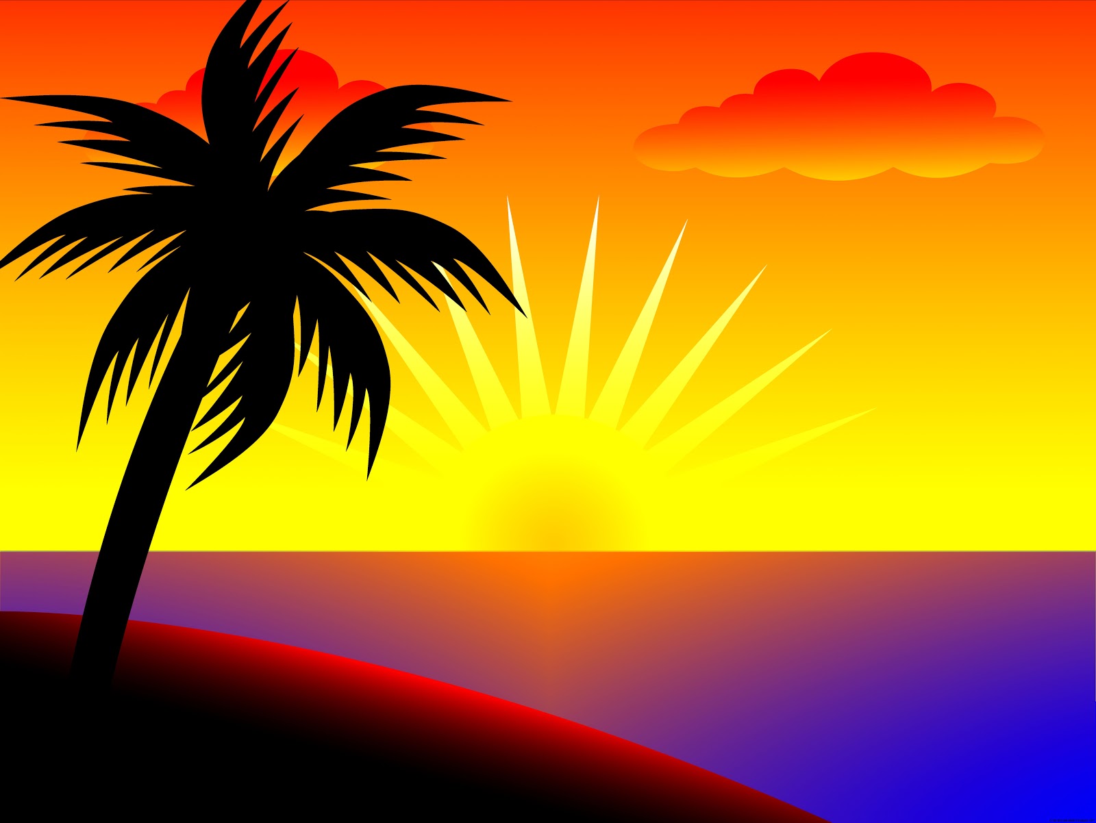 Palm Tree Sunset Clip Art