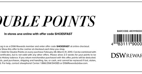 dsw coupons in store