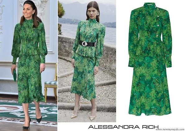Kate Middleton wore Alessandra Rich Printed Silk Peplum Dress