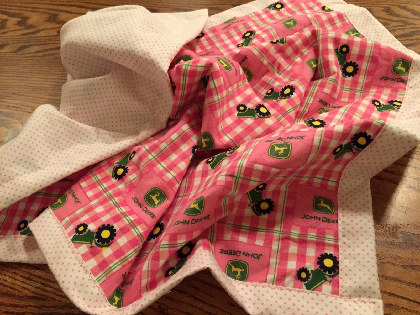 Deerecountry Quilts Baby Girl John Deere Receiving Blanket