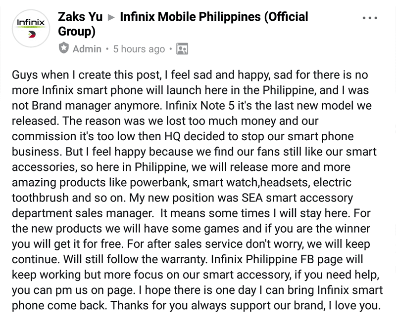 Statement by Zaks Yu