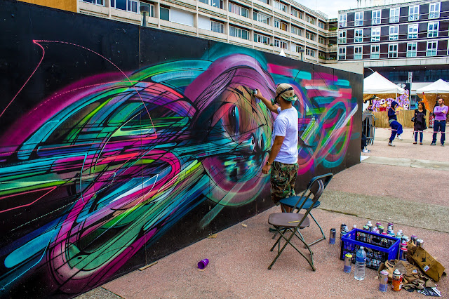 French Street Artist Hopare In Cergy, France For The Cergy Soit Street Art Festival. 3