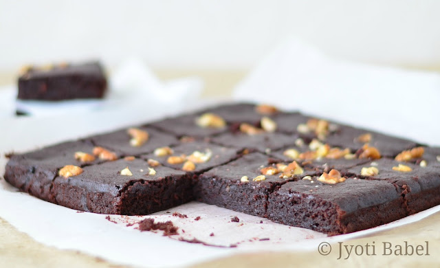Eggless Fudge Brownie with Beets is a winner recipe. Quite healthy, easy to make and tastes quite awesome. www.jyotibabel.com
