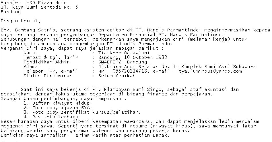 Kumpulan Contoh Surat Lamaran Kerja Terbaru Terbaik 2017 