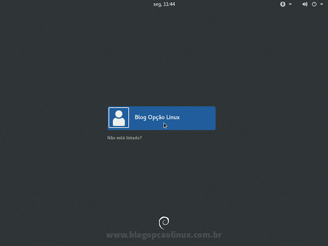 Tela de login do GNOME 3 no Debian 9 "Stretch"