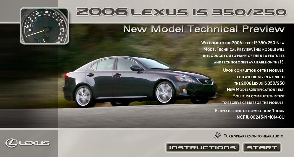 LEXUS IS350/250 2006 TECHINICAL PREVIEW Toyota Manual