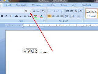 cara mengetik akar pangkat 3 di word