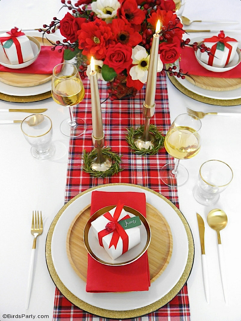 A Modern Plaid Tartan Christmas Table - Party Ideas | Party Printables Blog