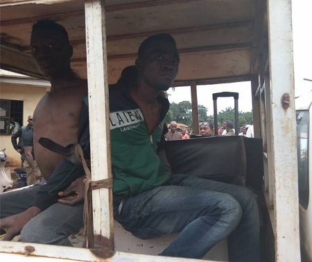 Notorious Student Robbers Terrorising UNN Caught and Paraded Publicly in Nsukka (Photos+Video)