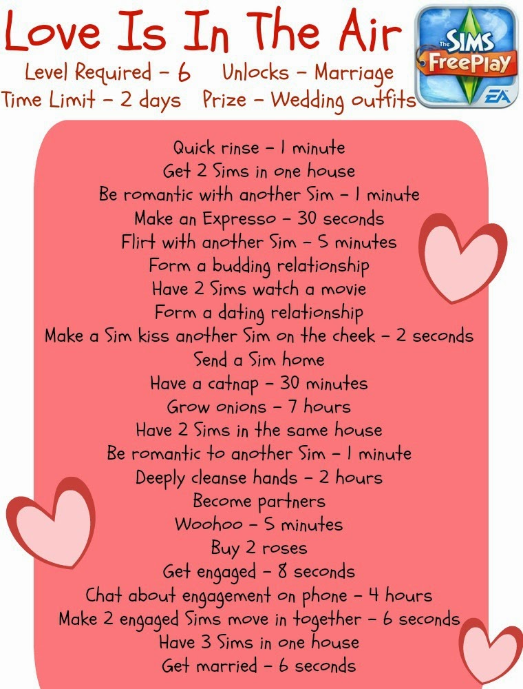 Sims Freeplay Love Is In The Air Quest Greenoid Gemzicle