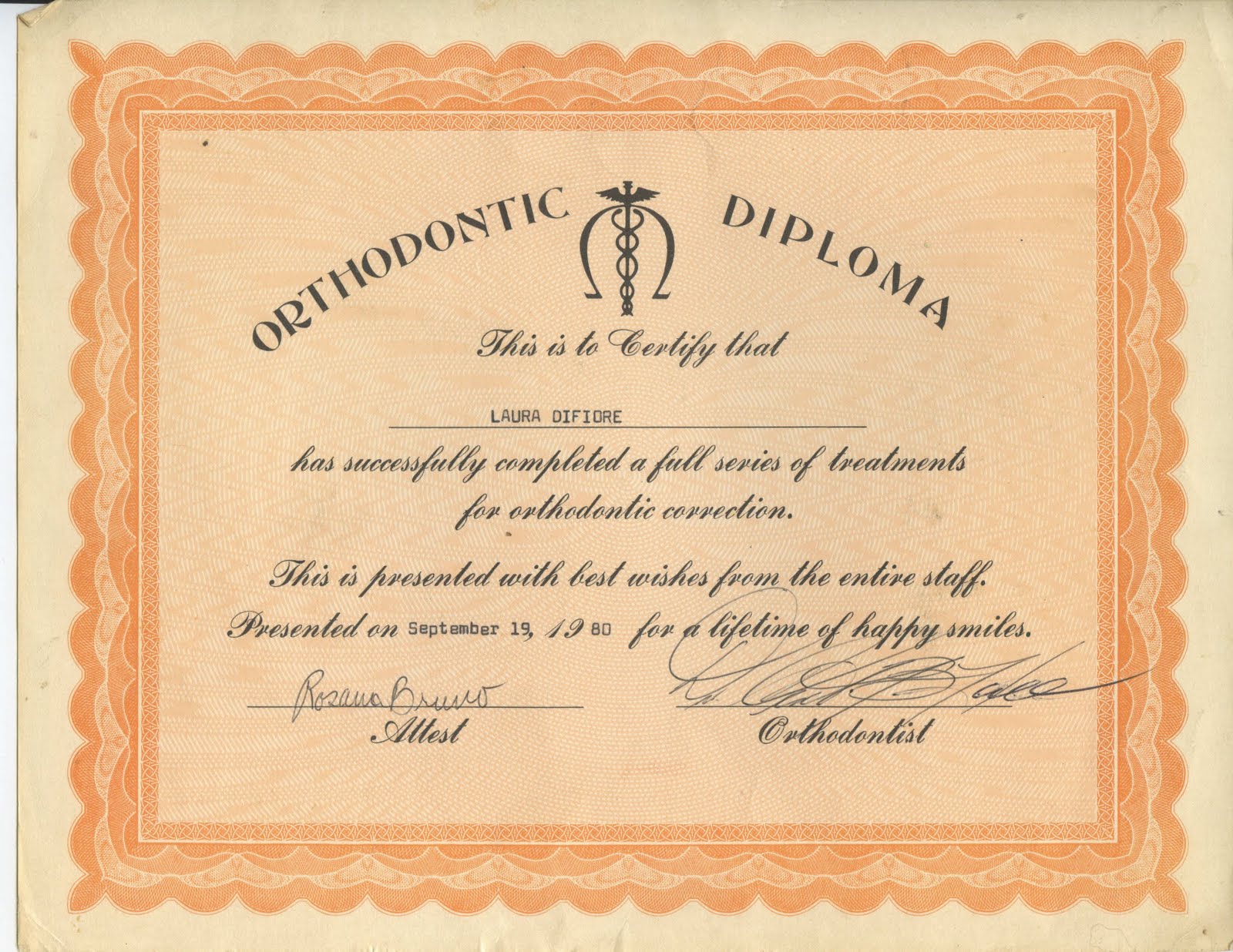 The Pages of My Life Certificate Orthodontic Diploma