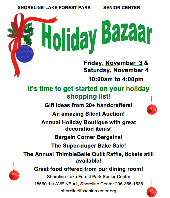 Shoreline Area News Holiday Bazaar at Senior Center Friday and Saturday