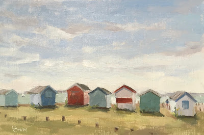#105 ‘Beach Huts, Hayling Island 2’ 9×12″