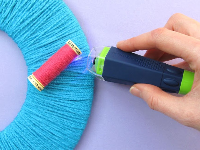 DIY Upcycled Sewing Thread Reels Wreath Tutorial using the Fix & Flash UV light beam