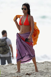 English: Padma Lakshmi Orange Bikini Miami