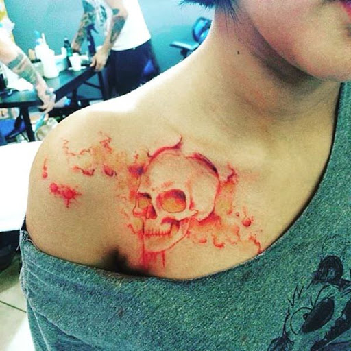 A tinta de uma lesao na pele