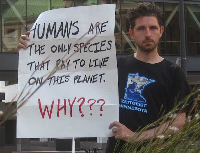 Why are people the only species that has to pay to live on the earth?