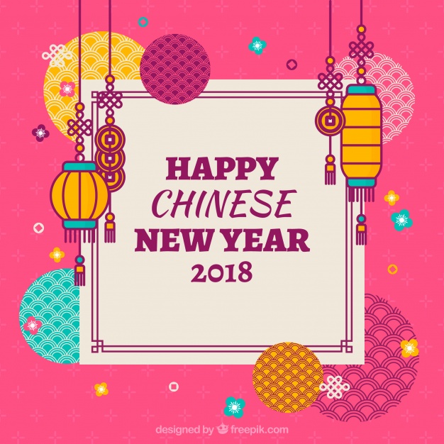 Pink chinese new year background Free Vector