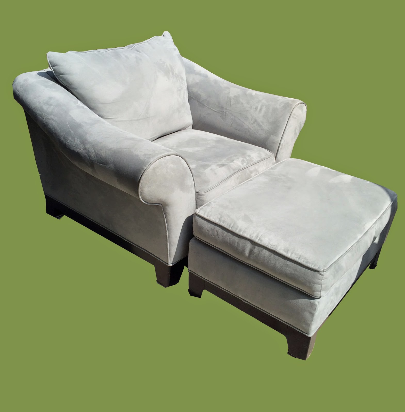 Uhuru Furniture & Collectibles Baby Blue Microfiber Chair & Ottoman 175 SOLD