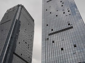 towers with missing windows at the Midtown urban complex in Zhuhai