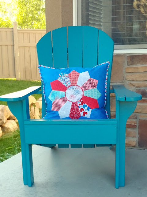 turquoise chair with patriotic dresden pillow colorful chair with patriotic dresden pillow