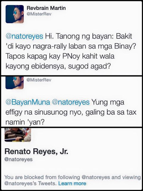 Renat Reyes, Jr. responded to Revbrain Martin's answers by blocking him