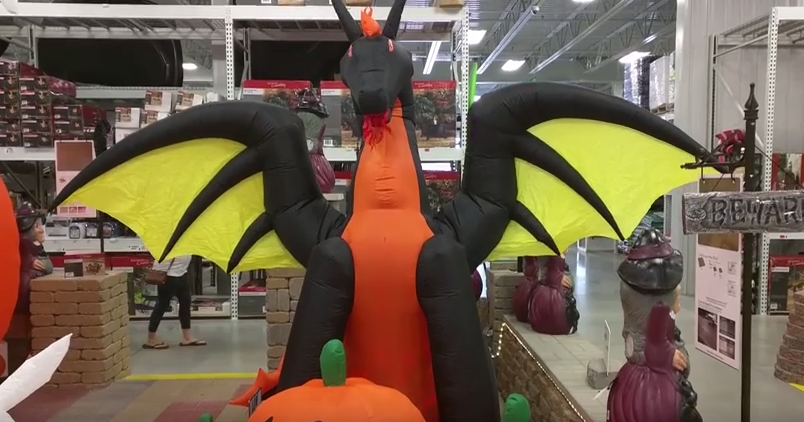 Menards Halloween Inflatable Light Up Animated Dragon