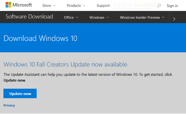 Install Windows 10 Fall Creators Update using Update Assistant