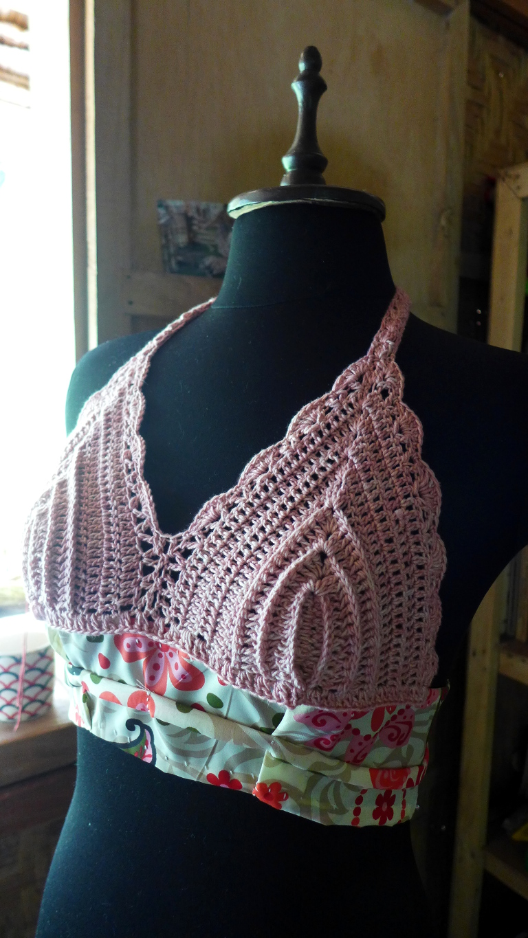 Crochet Bra Top with Recycled Fabric