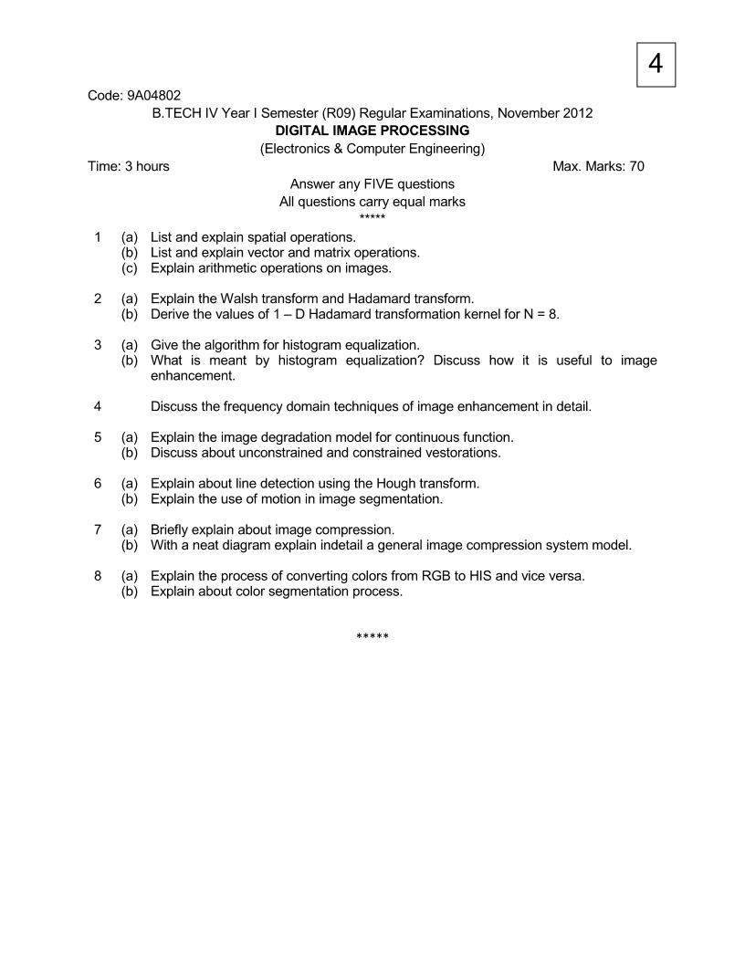 S Nagaraj,M.Tech,MBA,(Ph.D) DIGITAL IMAGE PROCESSING PREVIOUS PAPERS