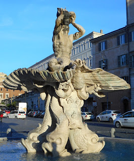 The Fontana del Tritone - the Triton fountain - in Rome's Piazza Barberini