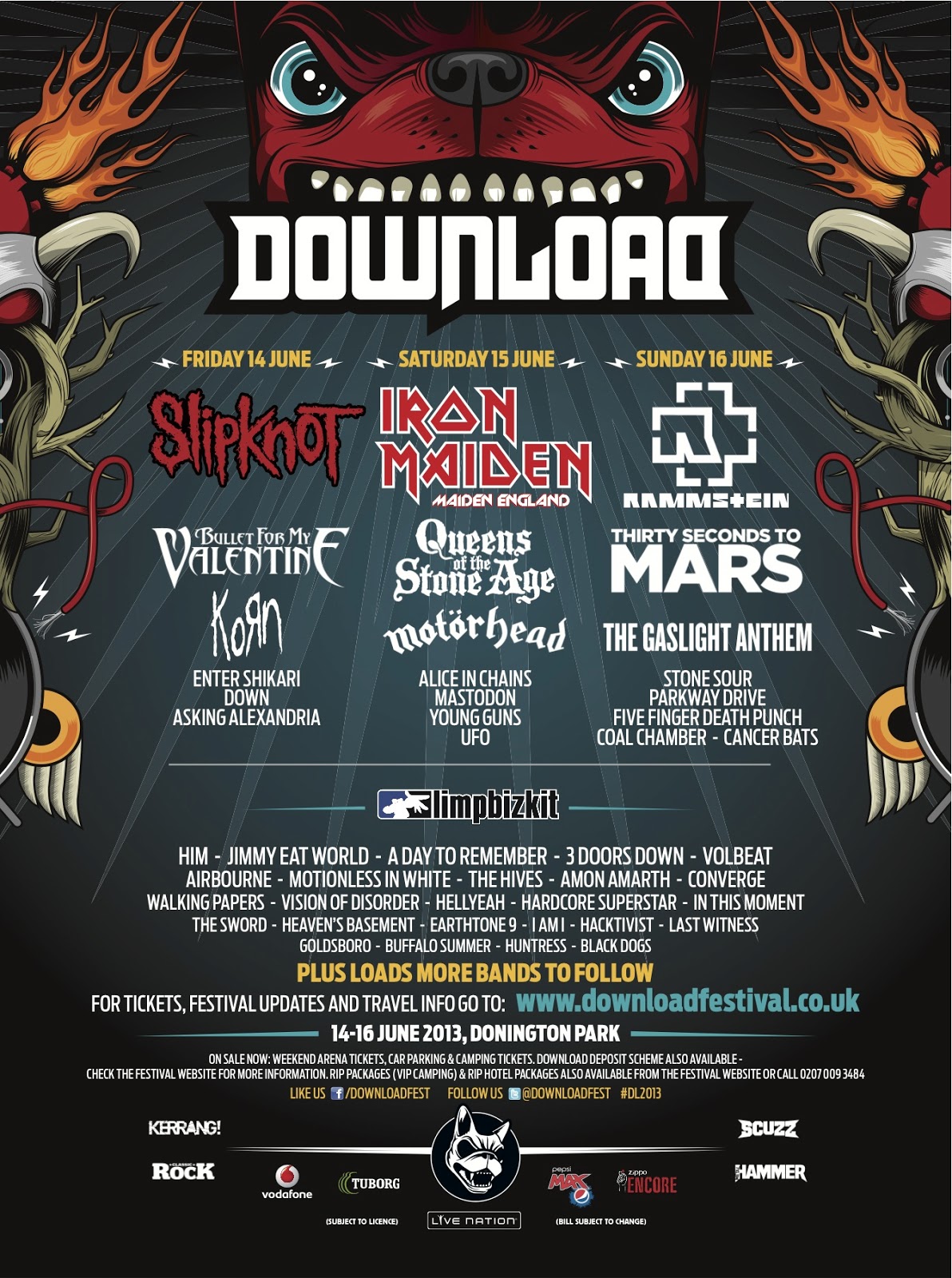 Download Festival = Line Up 2013 = De Arrasar! Isto é Épico!