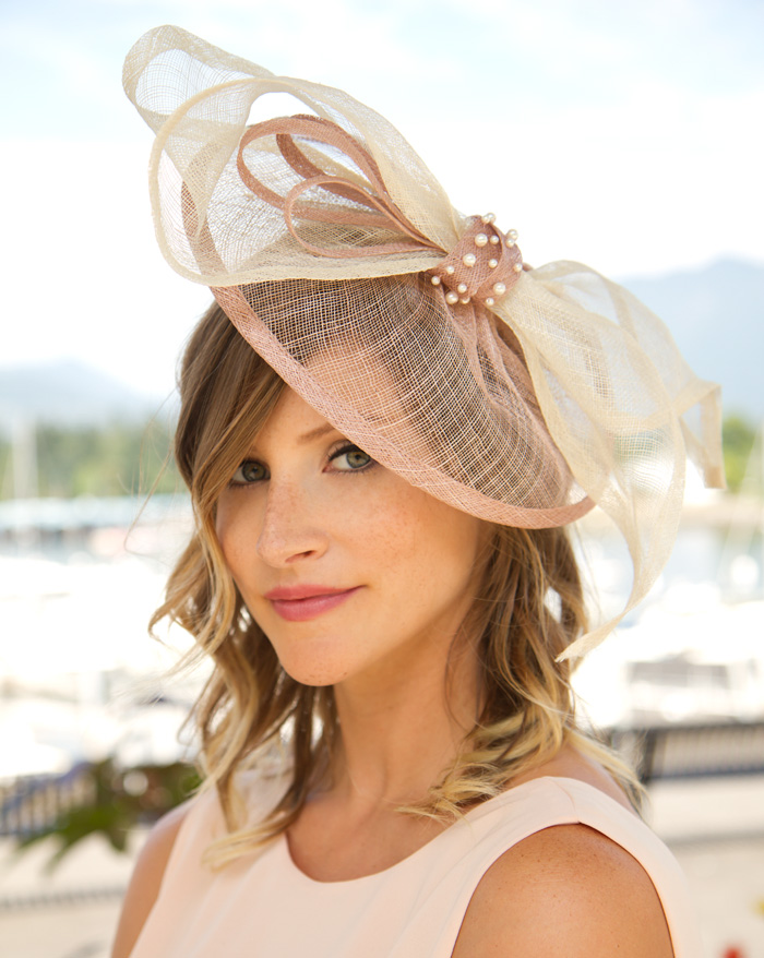 Vancouver Fashion Blogger, Alison Hutchinson, attended the Deighton Cup 2013 in Vancouver, BC, wearing a nude fascinator by Entitled Hats and Fascinators, a Topshop nude romper with black lace detail on the back, nude Zara heels with silver embellishments, and a black Collette Bag. 