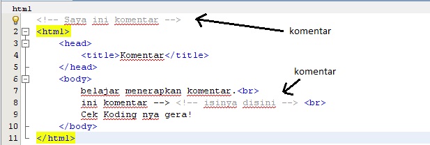 Penggunaan Komentar Pada HTML ~ Kode Direktori